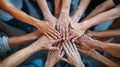 A group of people holding hands together in a circle, AI Royalty Free Stock Photo