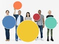 Group of people holding a round board Royalty Free Stock Photo