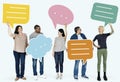Group of people holding speech bubbles Royalty Free Stock Photo