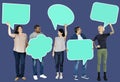 Group of people holding speech bubbles Royalty Free Stock Photo