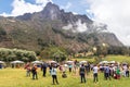 Group of people holds spiritual ceremony Chakana