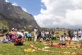 Group of people holds spiritual ceremony Chakana