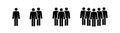 group of people icon set, team growth, one, two, three and five persons sign, black vector design elements Royalty Free Stock Photo