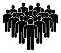 Group people icon. Simple human black silhouette, persons crowd pictogram, members standing together, collaboration and Royalty Free Stock Photo