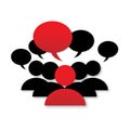 Group of people ideas concept, red vector illustration