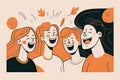 A group of people laughing together the feeling of joy and connection showing the importance of socialization. Art