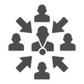 Group of people with leader and arrows solid icon, teamwork and relationship concept, working group with lead manager Royalty Free Stock Photo