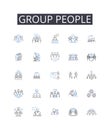 Group people line icons collection. Automation, Robotics, Machine learning, Big data, Neural nerks, Quantum computing