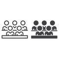 Group of people line and solid icon, outline and filled vector sign, linear and full pictogram isolated on white.