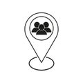 Group of people location icon. Place on the map of people. Vector illustration. stock image. Royalty Free Stock Photo