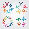 Group people logo in a circle.Persons teamwork holding