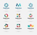 Group people Logo Design,Teamwork meeting,Template Vector Royalty Free Stock Photo