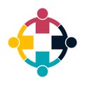 Group people logo handshake in a circle,Teamwork icon.vector illustrator