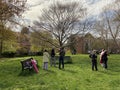 Group of People Looking at the Partial Solar Eclipse Royalty Free Stock Photo