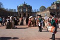 Group of people in medieval clothes in Dresden Royalty Free Stock Photo