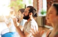 group of people meditating at yoga studio Royalty Free Stock Photo