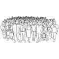 Group of people old and young with different social status vector illustration sketch doodle hand drawn with black lines isolated