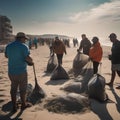A group of people participating in a beach cleanup event4