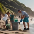 A group of people participating in a beach cleanup event5