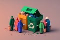 group of people participating in community recycling program AI generation Royalty Free Stock Photo