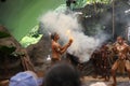 Group of people performing in the Tjapukai Aboriginal Cultural Park in Cairns, Australia Royalty Free Stock Photo