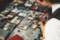 A group of people playing Magic: The Gathering role-playing trading card game