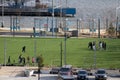 Group of people playing on a soccer field