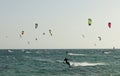 Group of people practicing kitesurf Royalty Free Stock Photo