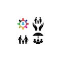 Group of people protected icon logo, vector design