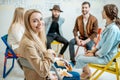 Group of people during the psychological therapy indoors Royalty Free Stock Photo