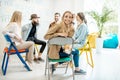 Group of people during the psychological therapy indoors Royalty Free Stock Photo