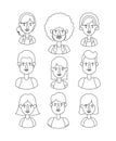 Group of people retro styles characters