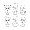 Group of people retro styles characters