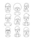 Group of people retro styles characters