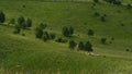 Group of people ride horses by gorgeous mountainside trail. Royalty Free Stock Photo