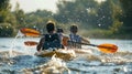 Group of People Riding on the Back of a Kayak Royalty Free Stock Photo
