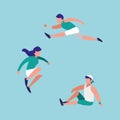 Group people running and sitting avatar character Royalty Free Stock Photo