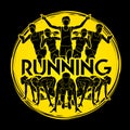 Group of people running with text running Royalty Free Stock Photo