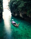 Group of people sailing in a lagoon at Hong island, Krabi, Thailand