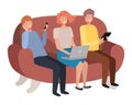 Group of people seated in sofa avatar character