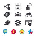 Group of people and share icons. Speech bubble. Royalty Free Stock Photo