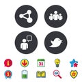 Group of people and share icons. Speech bubble. Royalty Free Stock Photo