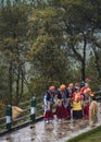 Group of people in Shillong wearing traditional clothing. Meghalaya, India.