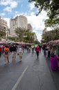 Group of people shopping in the Handicraft Fair on Avenida Afonso Pena in Belo Horizonte