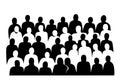 Group of people silhouettes vector banner design. Female and male black figures clipart.