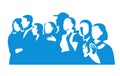 Group of people silhouettes vector banner design. Female and male figures clipart.