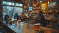 Group of People Sitting at a Bar Royalty Free Stock Photo