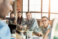 Group of people sitting at seminar, copy space Royalty Free Stock Photo