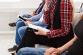 Group of people sitting at seminar, copy space Royalty Free Stock Photo