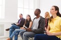 Group of people sitting at seminar, copy space Royalty Free Stock Photo